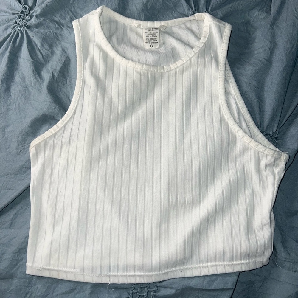 White cropped tank top